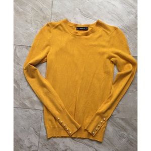 Zara Mustard Pearl Sweater